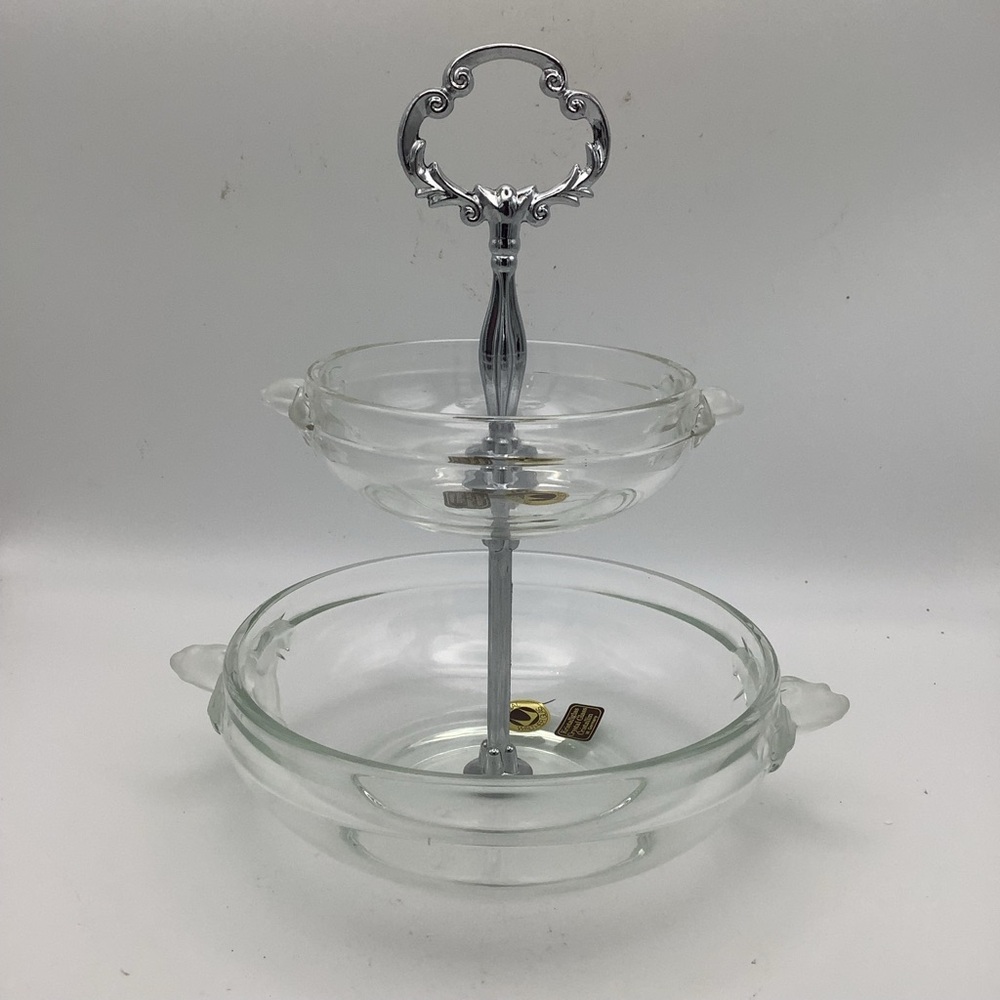 Vintage West Germany  Walther Two-Tier Crystal Glass Serving Bowls